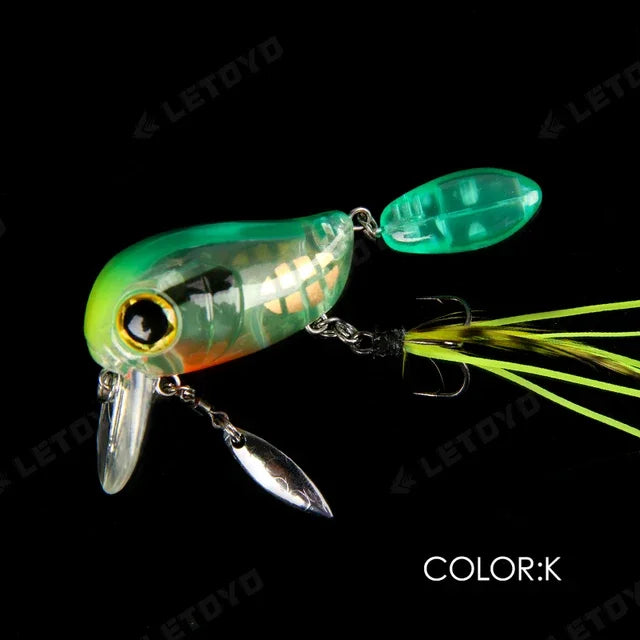 Micro Tappy Fishing Lure – Artificial Hard Bait Crank Wobbler | Tongue Plate Spinning Spoon with Feather | Trout Bait - Cast And Catch