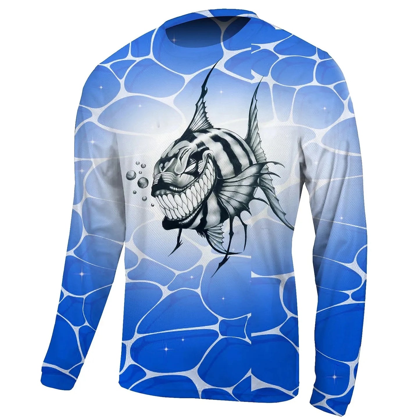 Men’s Outdoor Fishing T-Shirt – Long Sleeve Cotton | Funny Fish Print | Casual O-Neck Loose Pullover - Cast And Catch