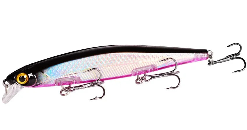Sinking Minnow Lure – 11cm, 12.5g | Plastic Wobbler | 3 Hooks | Bass, Pike, Carp | Swimbait Fishing Tackle - Cast And Catch