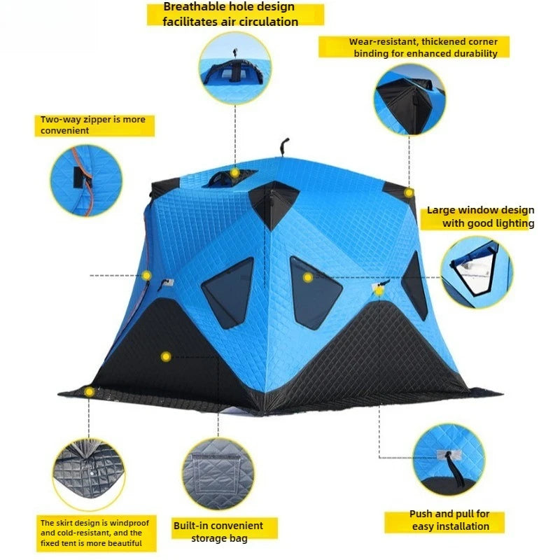 Winter Ice Fishing Tent – Thickened Cotton | Outdoor Camping | Warm, Cold- & Windproof | Winter Fishing Equipment - Cast And Catch