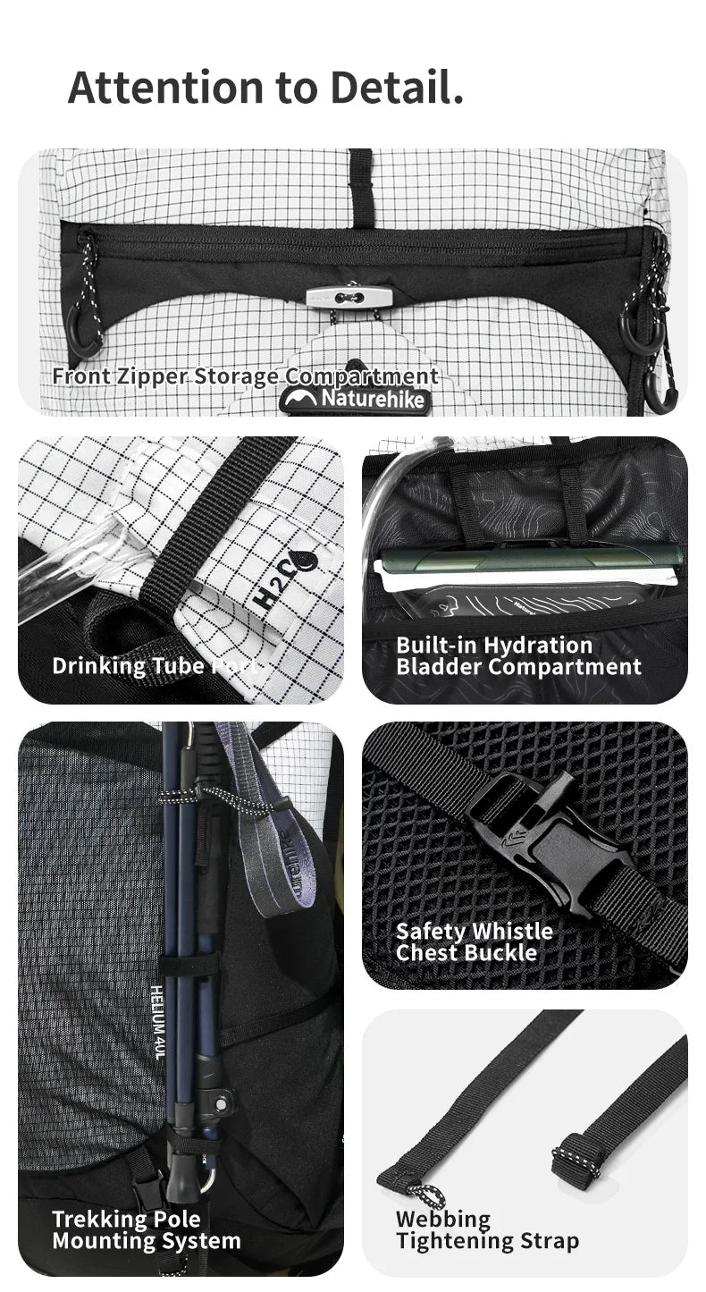 Naturehike 2025 Hiking Backpack – 40L Large Capacity | Ergonomic Design | Waterproof with Raincover | Travel & Trekking Bag - Cast And Catch
