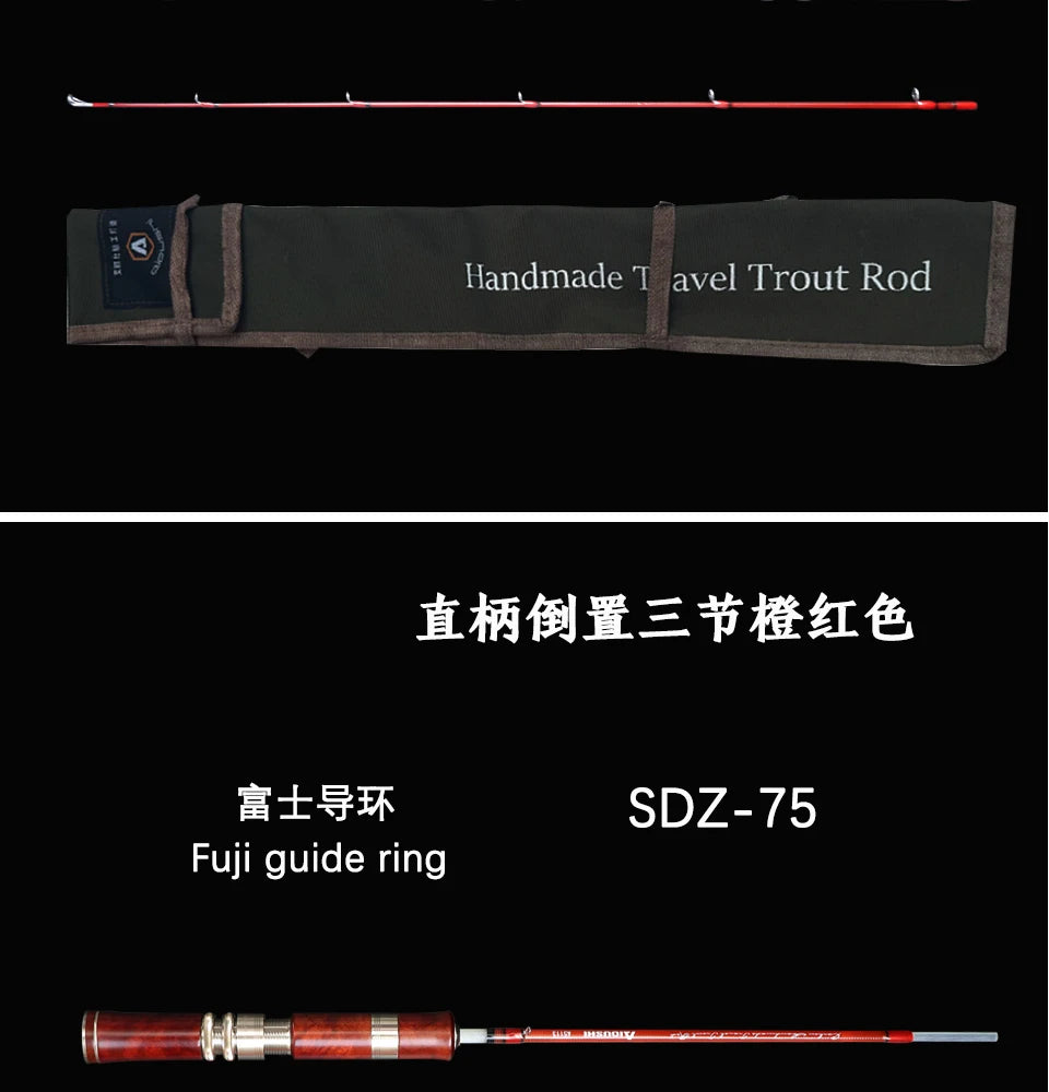Aioushi Fully Hollow Multi-Section UD Fiberglass Trout Rod | Handcrafted Solid Wood Handle | Portable - Cast And Catch