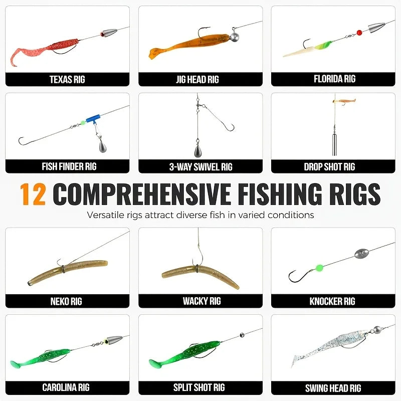 Fishing Accessories Set – 264/397pcs Tackle Box with Hooks, Weights/Sinkers, Swivels, Beads & Gear - Cast And Catch