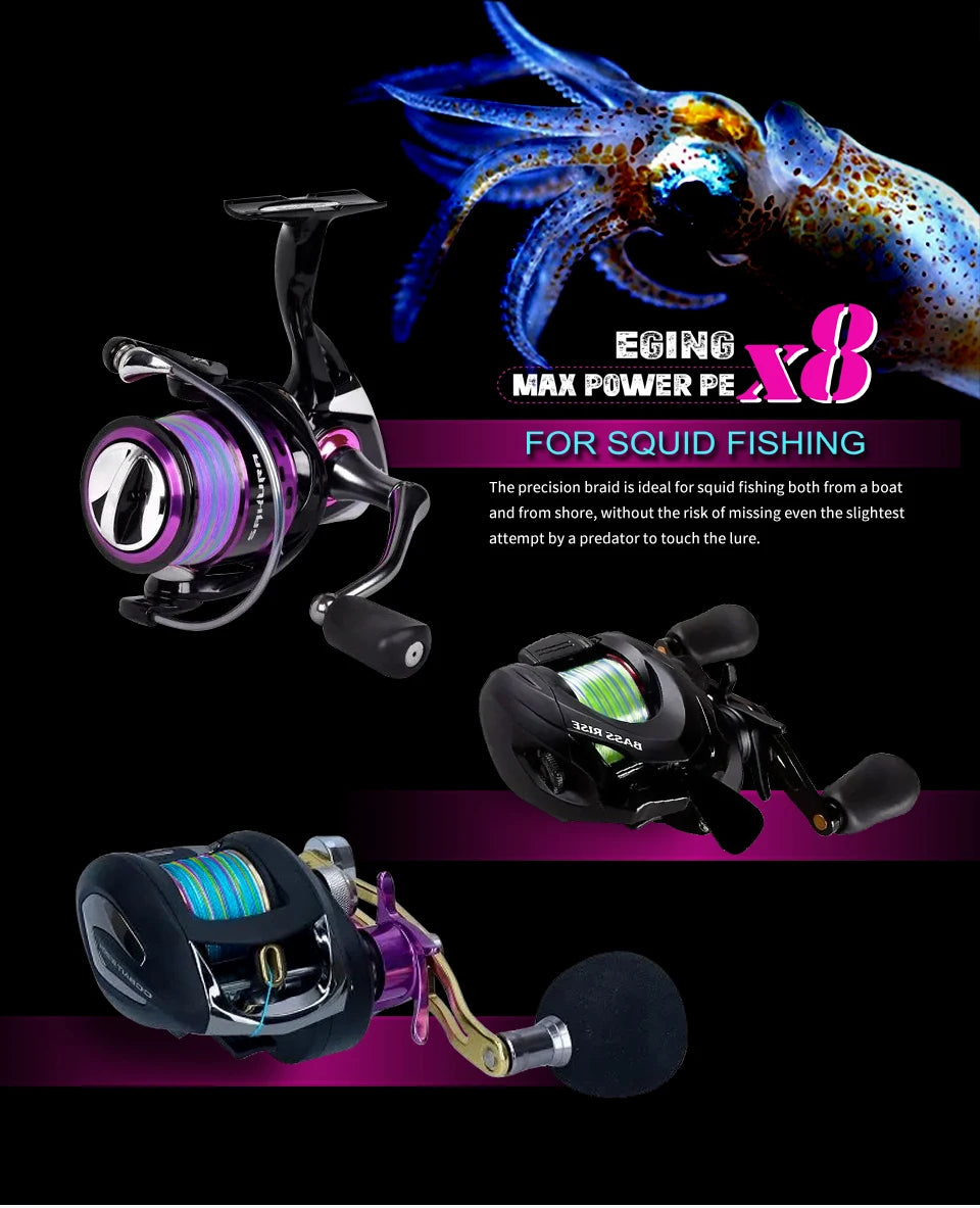 150M X8 Braided PE Fishing Line – Shrimp/Egi | Cuttlefish & Squid | Multifilament Sea Tackle - Cast And Catch