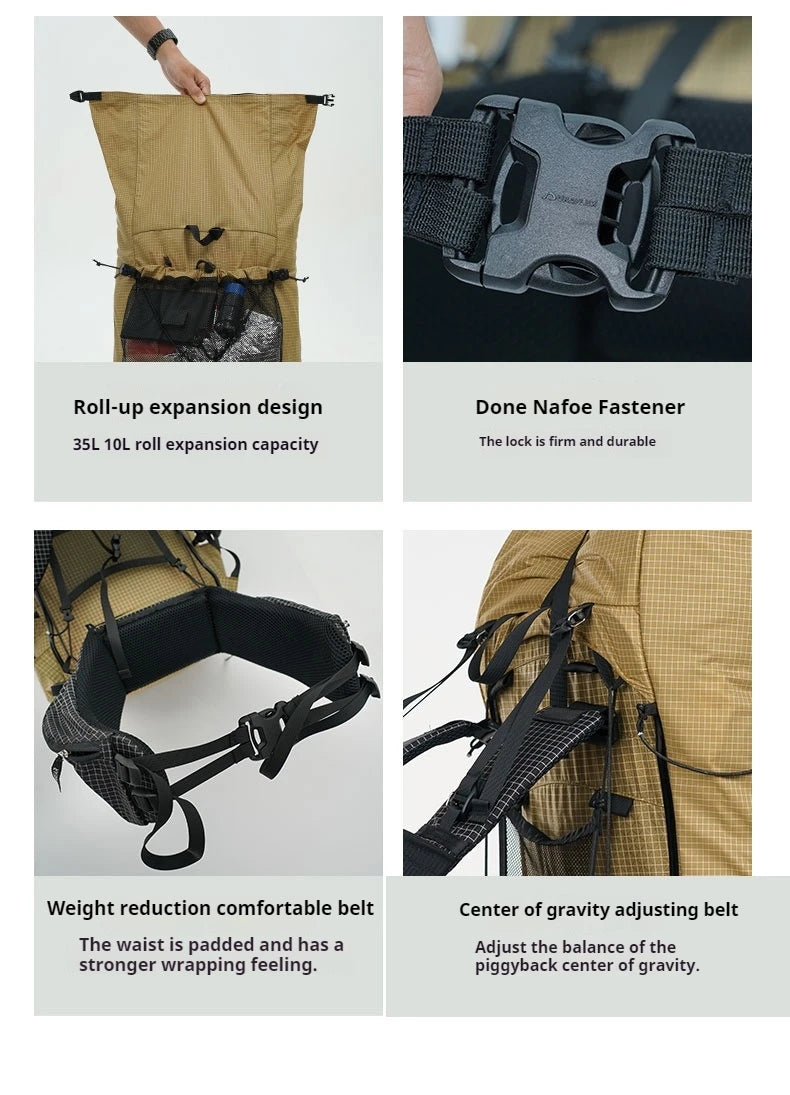 3F UL GEAR TianShan Backpack – 35+10L Ultralight | 70D/210D Dyneema | Large Capacity, Waterproof | Outdoor Camping, Hiking & Climbing - Cast And Catch