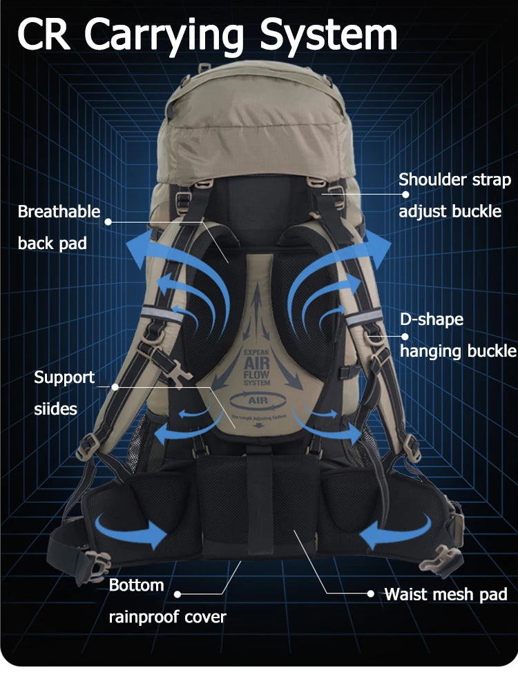 Naturehike Mountain Backpack – 70L | Men’s Waterproof Outdoor Hiking & Climbing Bag | Large Capacity Travel Shoulder Bag - Cast And Catch