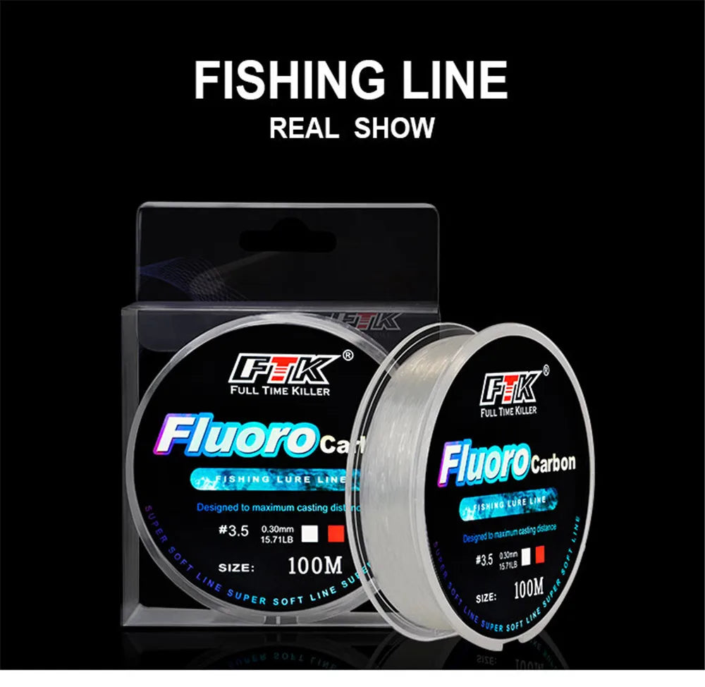 100m Fluorocarbon Fishing Line – Carbon Fiber | Bait & Fly Fishing | Sea & Wild Fishing | Outdoor Accessories & Tools - Cast And Catch