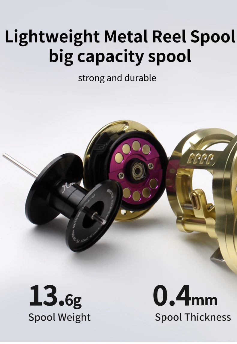RUKE DK200 Metal Casting Reel – 15kg Drag | 10+1BB | 249g | Aluminum Alloy Handle with Rubber Knobs - Cast And Catch