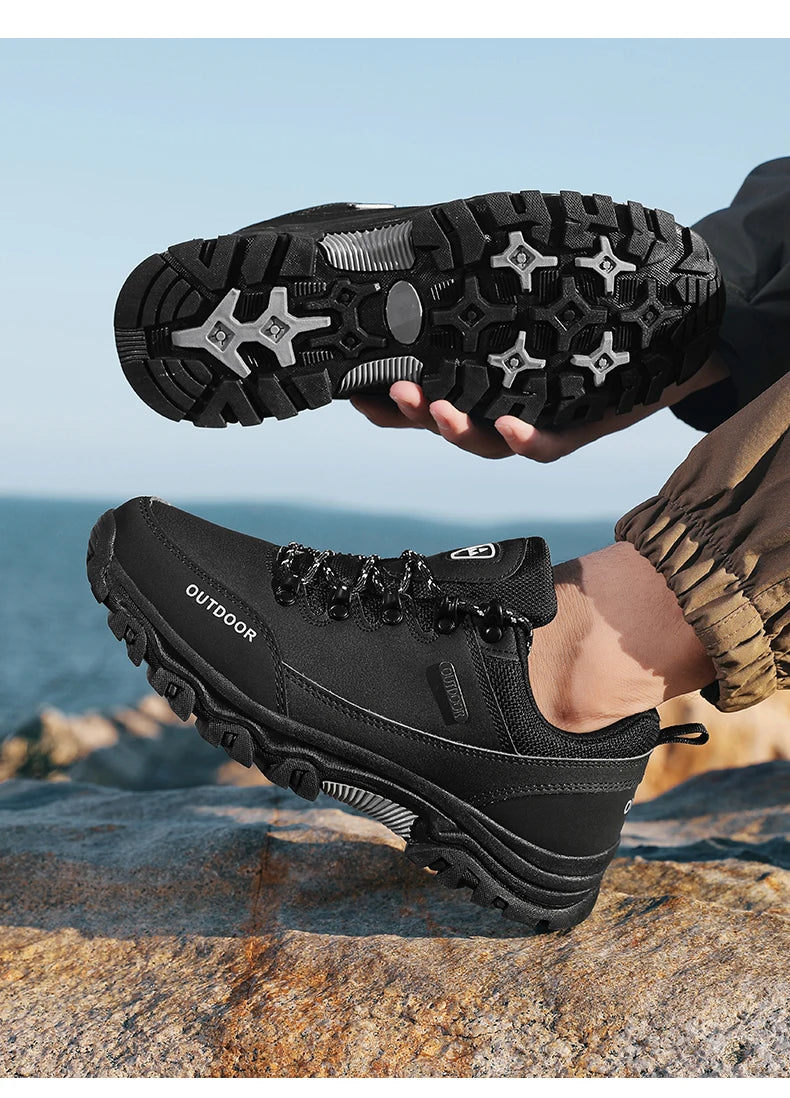 Men’s Waterproof Hiking Shoes – Low-Top Leather Boots | Outdoor Trekking, Walking & Trail Running Sneakers - Cast And Catch