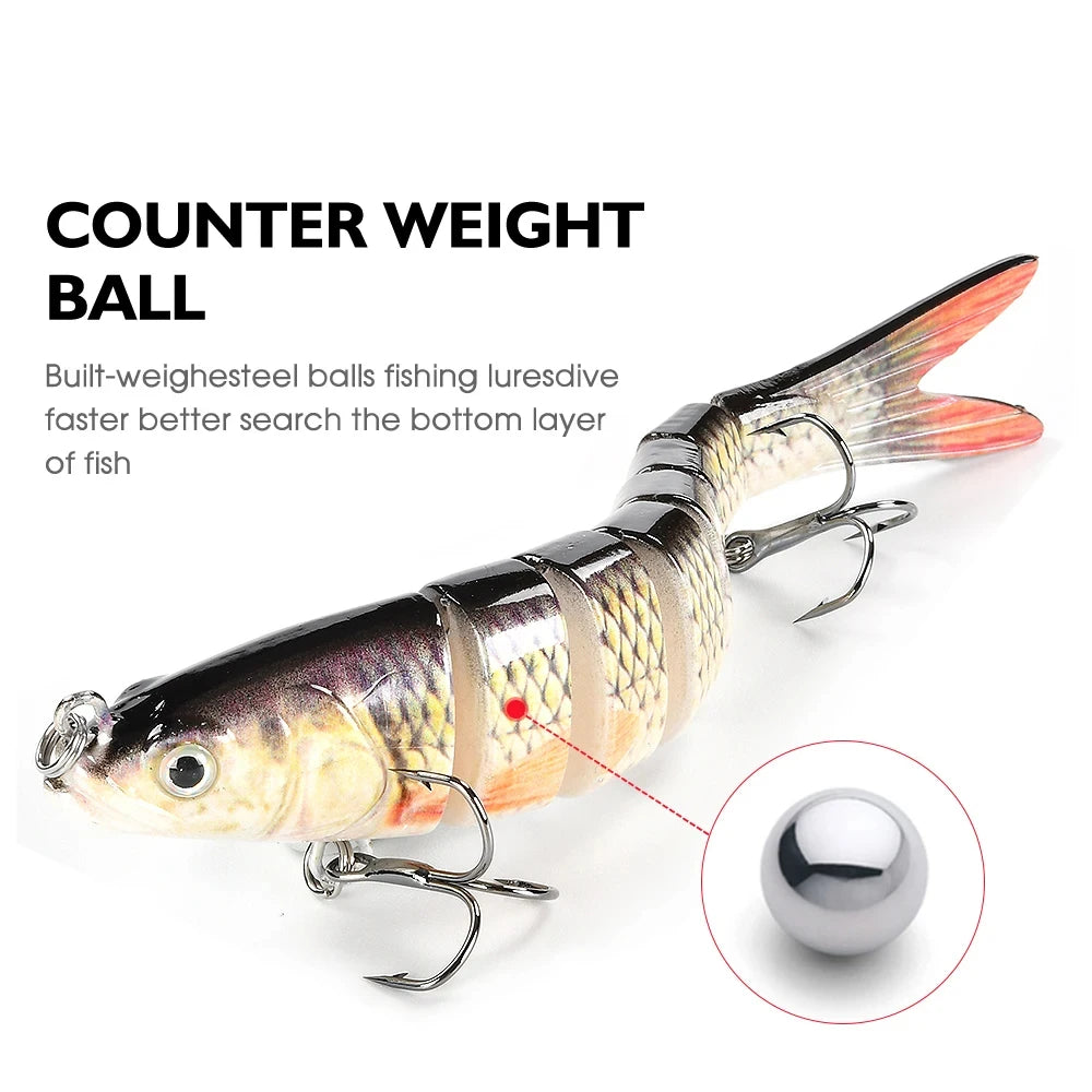 Multi-Jointed Swimbait Lure – Crank Bait | Slow Sinking Bionic Artificial | Freshwater & Saltwater | Trout & Bass - Cast And Catch