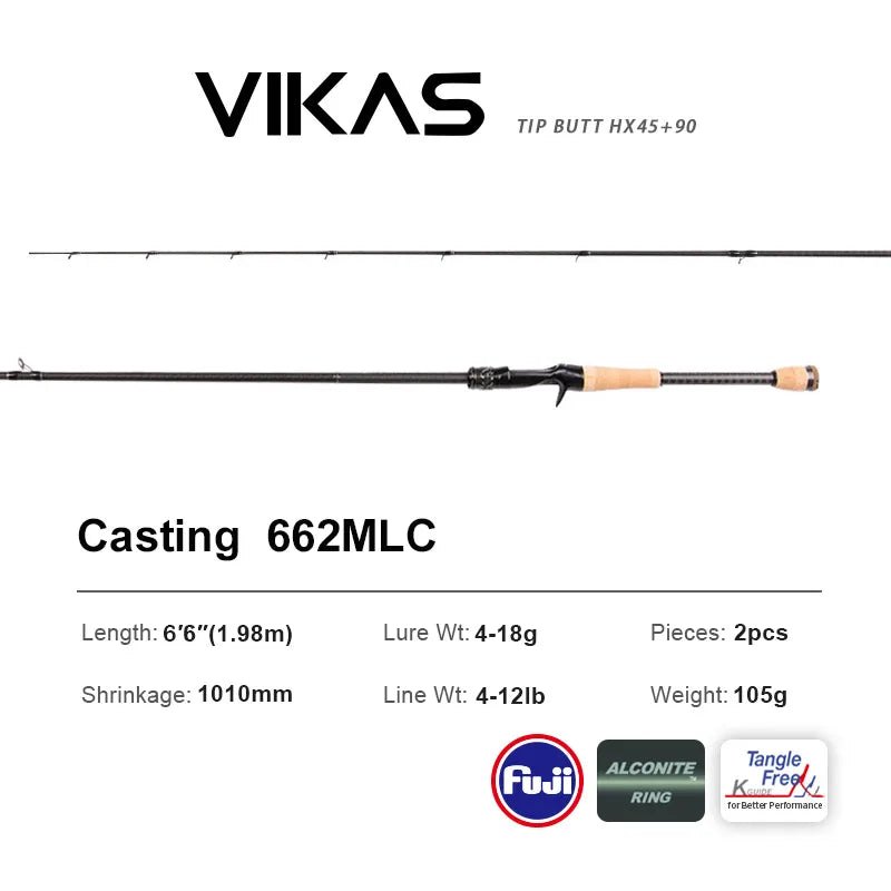 VIKAS Spinning/Casting Rod – Lure Rod | F/XF Action | High Carbon | Fuji Guides & Reel Seat | Bass & Pike - Cast And Catch