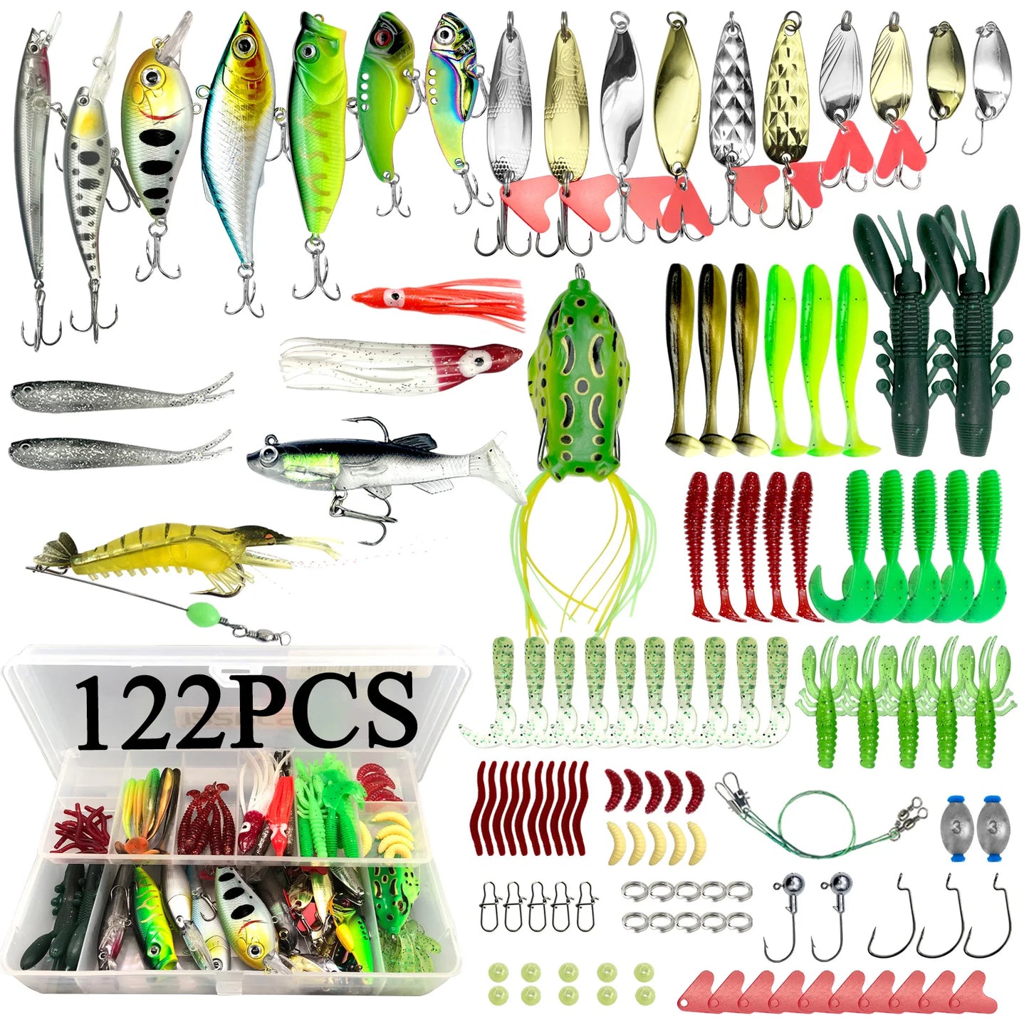 78/122/284pcs Fishing Lure Kit – Topwater Baits | Bass, Trout & Salmon | Fishing Accessories - Cast And Catch