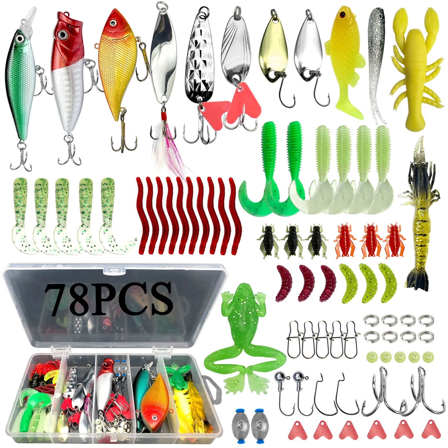 78/122/284pcs Fishing Lure Kit – Topwater Baits | Bass, Trout & Salmon | Fishing Accessories - Cast And Catch