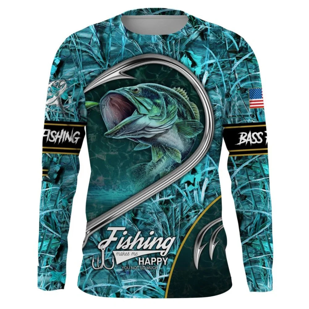 Men’s Long Sleeve Fishing T-Shirt – Autumn Streetwear | Crew Neck Pullover | Casual Outdoor Clothing - Cast And Catch