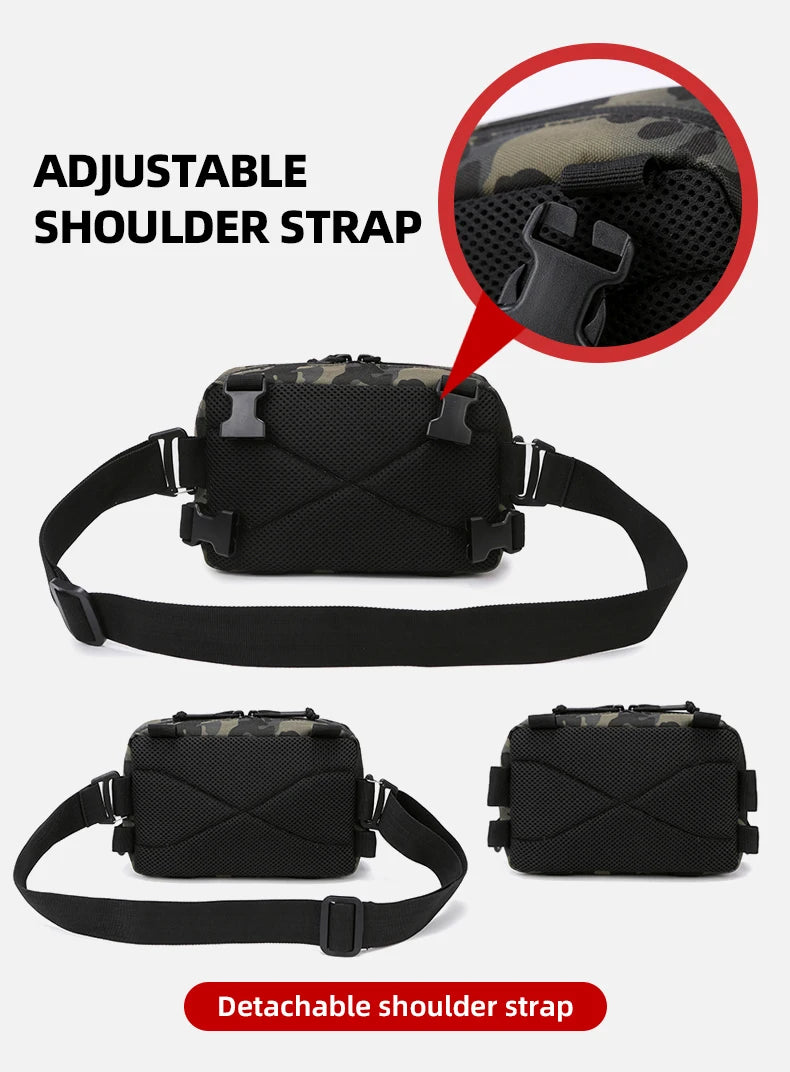 Men’s Camo Fishing Vest Bag – Utility Tackle Chest Pack | Waist Bag for Outdoor, Mountaineering, Camping, Hiking & Hunting - Cast And Catch