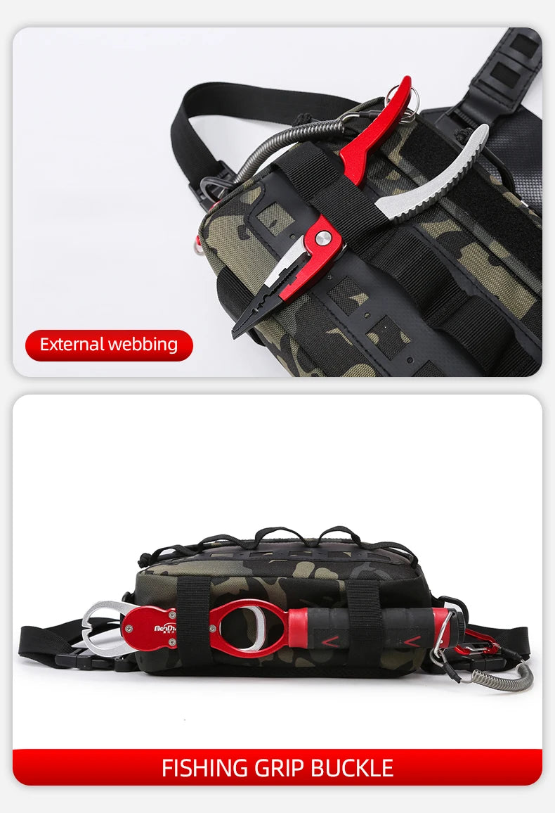 Men’s Camo Fishing Vest Bag – Utility Tackle Chest Pack | Waist Bag for Outdoor, Mountaineering, Camping, Hiking & Hunting - Cast And Catch