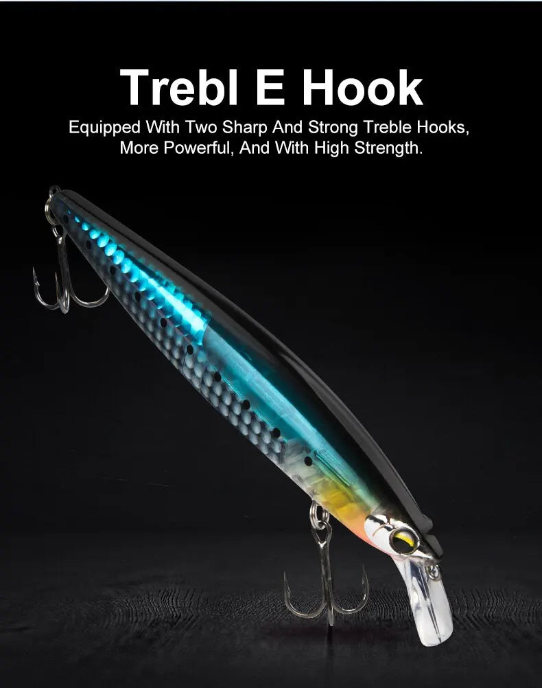 Floating Sea Bass Minnow Lure – 130mm, 20g | Flash Blade | Hard Lure | Good Action | Pike & Bass Tackle - Cast And Catch