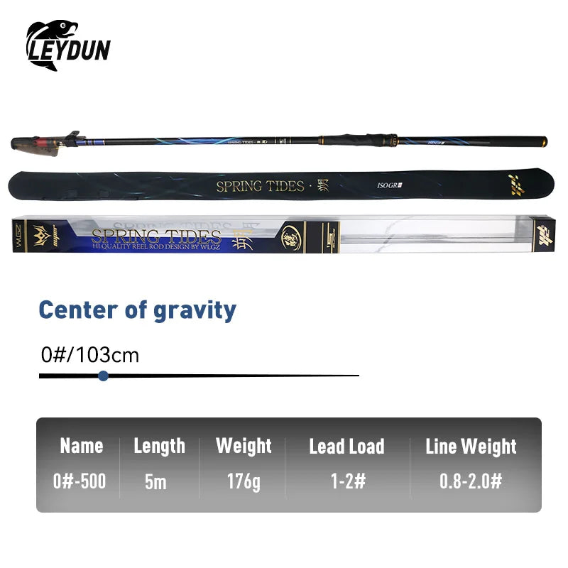 LEYDUN ISO Fishing Rod – 500 Buoy Platform | 0.6–1.5m Telescopic | Surfcasting/Spinning | Rock & Coast Sea Fishing - Cast And Catch