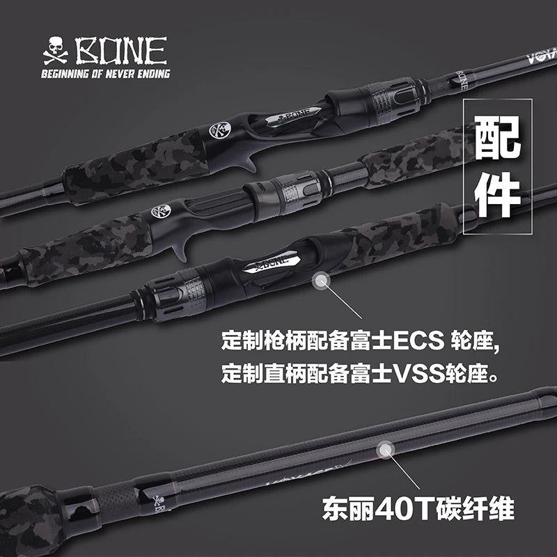 Bone 2024 New Voyage X Series – 4-Piece Spinning/Casting Rod | FUJI Guides | Portable with Pouch | Travel-Friendly - Cast And Catch