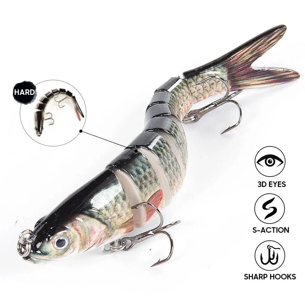 Multi-Jointed Swimbait Lure – Crank Bait | Slow Sinking Bionic Artificial | Freshwater & Saltwater | Trout & Bass - Cast And Catch