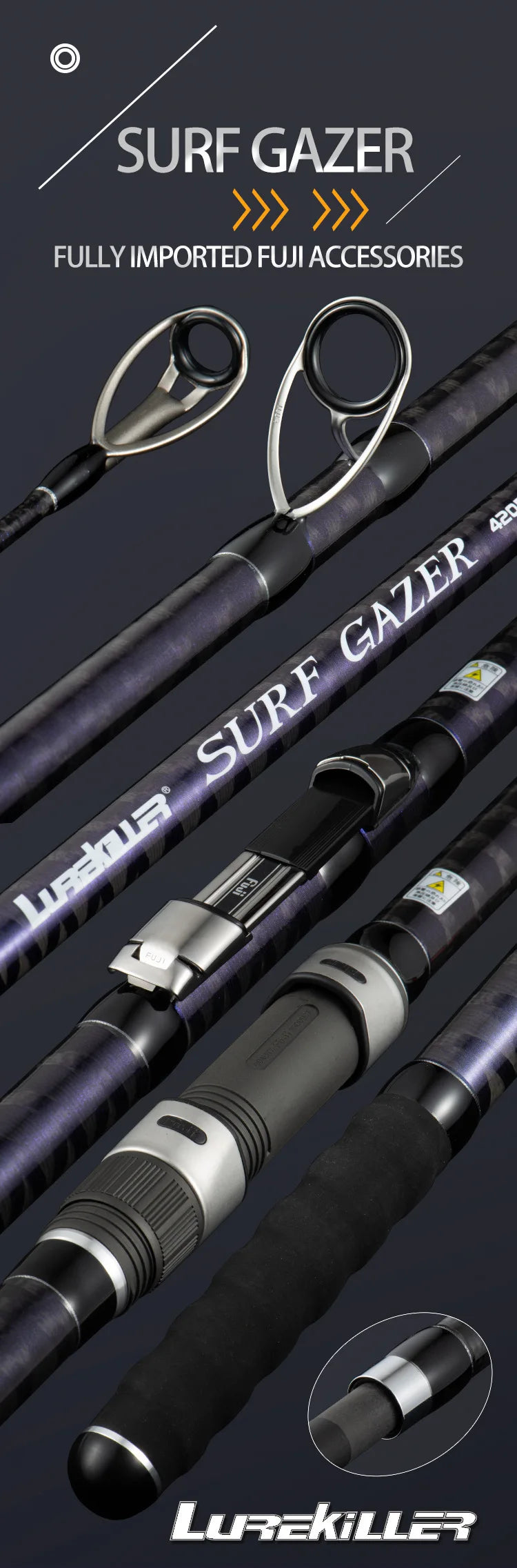 Lurekiller SurfCasting Rod – 4.2–4.5m | 545g | 46T Carbon Fiber Full X Wrap | Fuji KW Guides & Reel Seat | Bait 100–300g | Surf Gazer - Cast And Catch