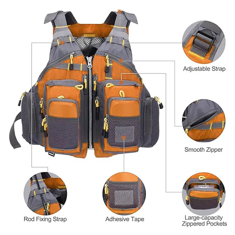 Adjustable Fly Fishing Vest – Unisex | Breathable Mesh Fabric | Quick-Drying | Outdoor & Fishing Activities - Cast And Catch