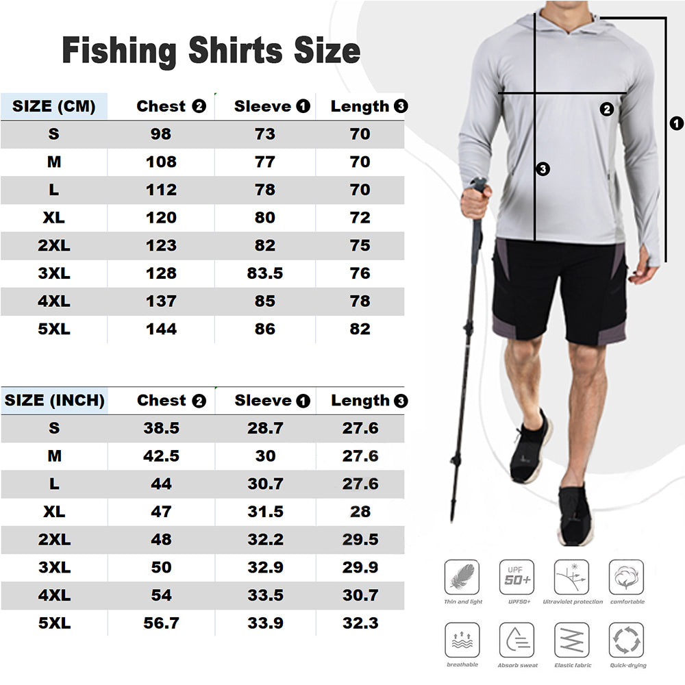 2023 Men’s Fishing Hooded Shirt – Outdoor Sport | Quick-Dry, Plus Size | UV Protection | Cycling & Fishing Apparel - Cast And Catch