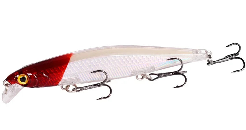 Sinking Minnow Lure – 11cm, 12.5g | Plastic Wobbler | 3 Hooks | Bass, Pike, Carp | Swimbait Fishing Tackle - Cast And Catch