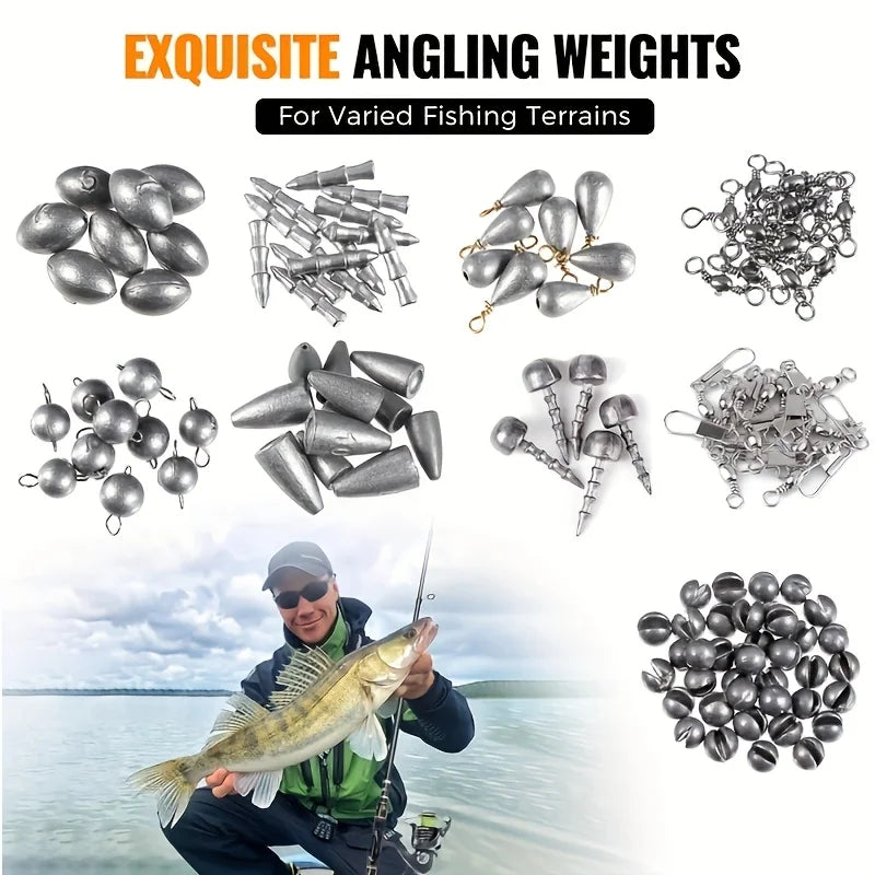 Fishing Accessories Set – 264/397pcs Tackle Box with Hooks, Weights/Sinkers, Swivels, Beads & Gear - Cast And Catch