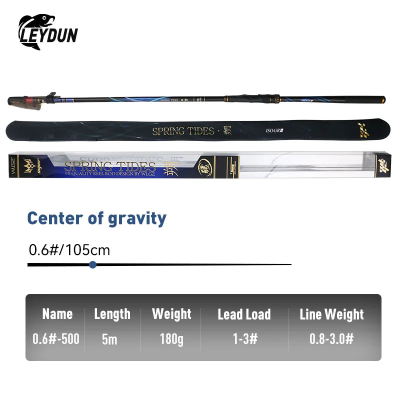 LEYDUN ISO Fishing Rod – 500 Buoy Platform | 0.6–1.5m Telescopic | Surfcasting/Spinning | Rock & Coast Sea Fishing - Cast And Catch
