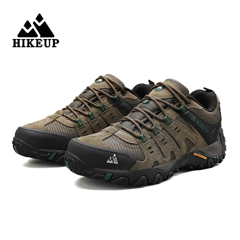 HIKEUP Men’s Hiking Shoes – Suede Leather | Wear-Resistant Outdoor Trekking, Walking & Hunting Tactical Sneakers - Cast And Catch