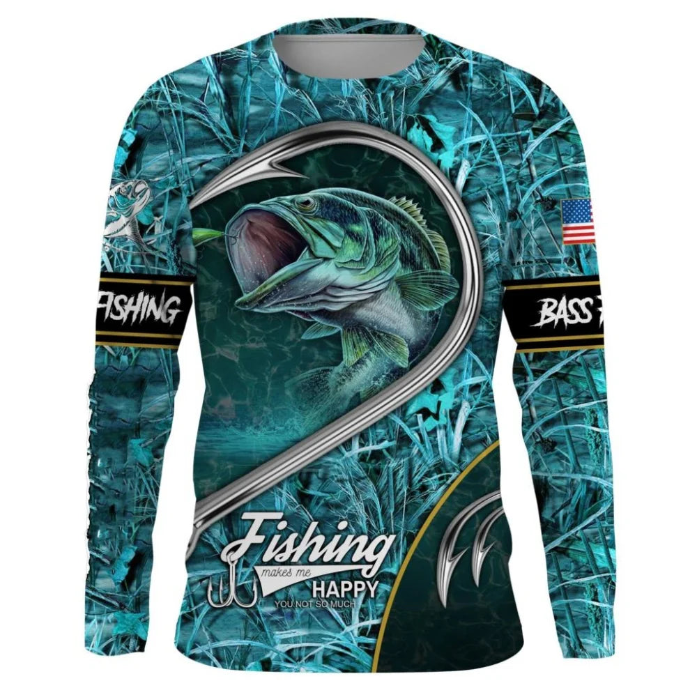 Men’s Long Sleeve Fishing T-Shirt – Autumn Streetwear | Crew Neck Pullover | Casual Outdoor Clothing - Cast And Catch