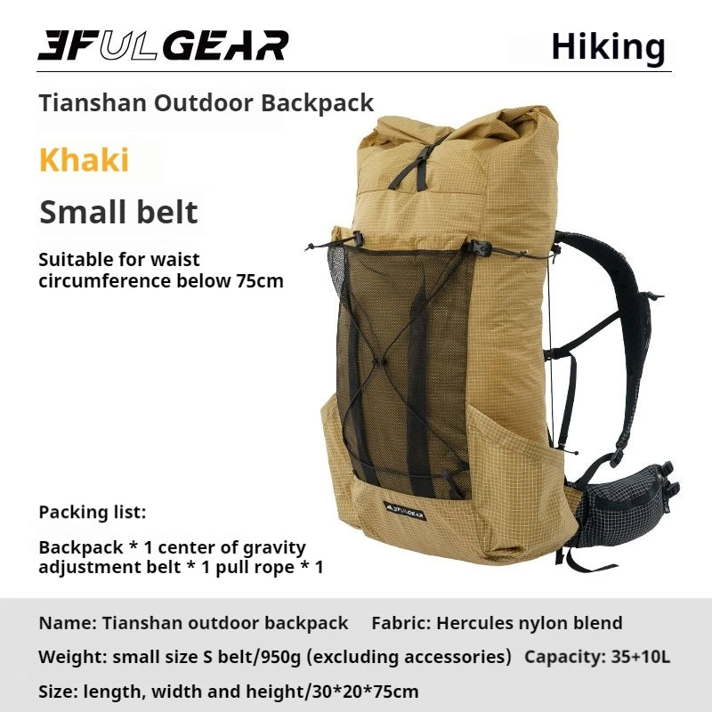 3F UL GEAR TianShan Backpack – 35+10L Ultralight | 70D/210D Dyneema | Large Capacity, Waterproof | Outdoor Camping, Hiking & Climbing - Cast And Catch