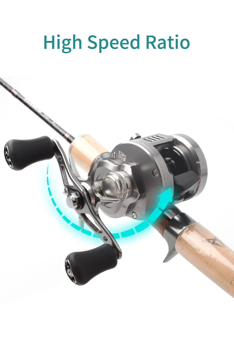 Umi Cast Drum Reel – DK150/DK20 | 7.5:1 Gear Ratio | 7/15kg Drag | Baitcasting | 12+1BB | Aluminum Alloy Handle - Cast And Catch