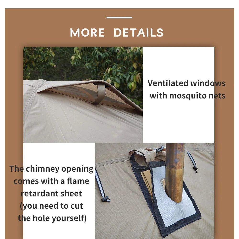 Fireproof Hot Tent – 2 Person Waterproof Dome | Stove Jack & Snow Skirt | Camping, Hiking, Hunting | 4-Season Winter Use - Cast And Catch