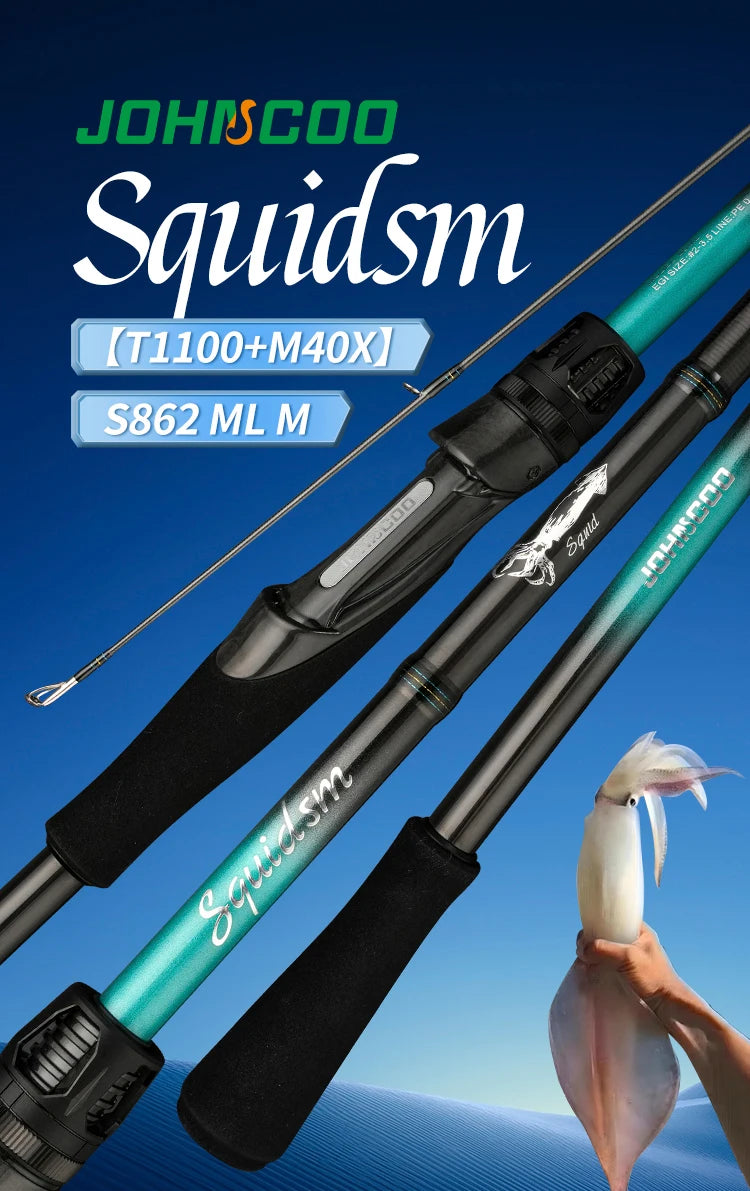 Johncoo Squid Fishing Rod – 2.6m | 83g Lightweight | Offshore/Egi Use | Titanium Guides | High Quality - Cast And Catch