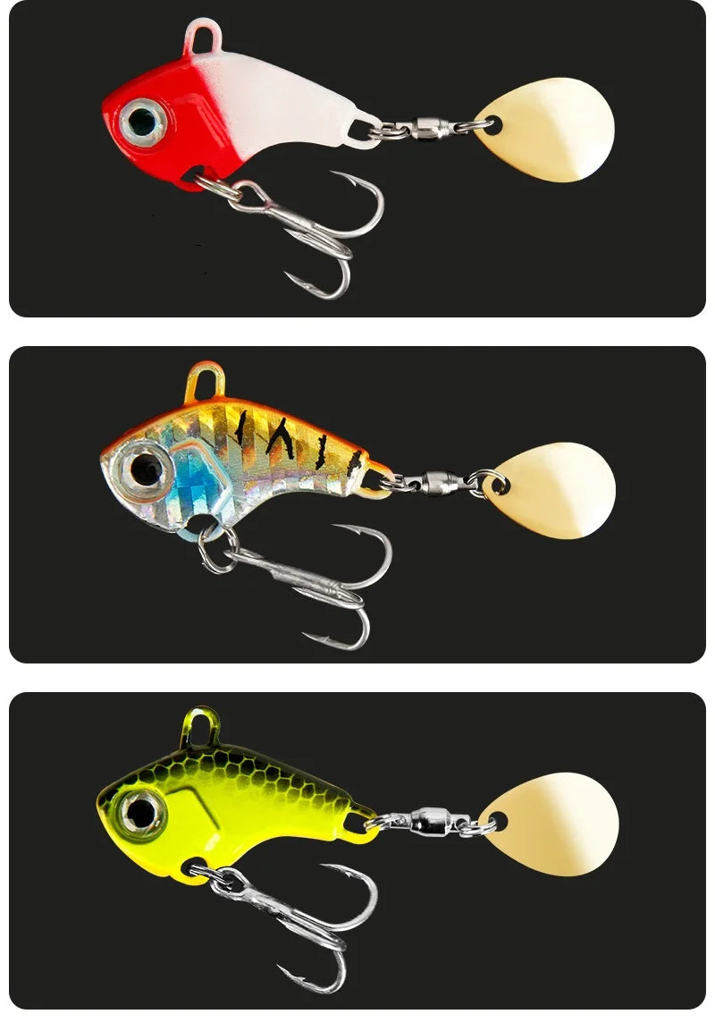 5pcs Fishing Lure Set – Rotating Metal VIB | Vibration/Spinner/Spoon | Hard Bait | Sea Fishing | Sequins - Cast And Catch