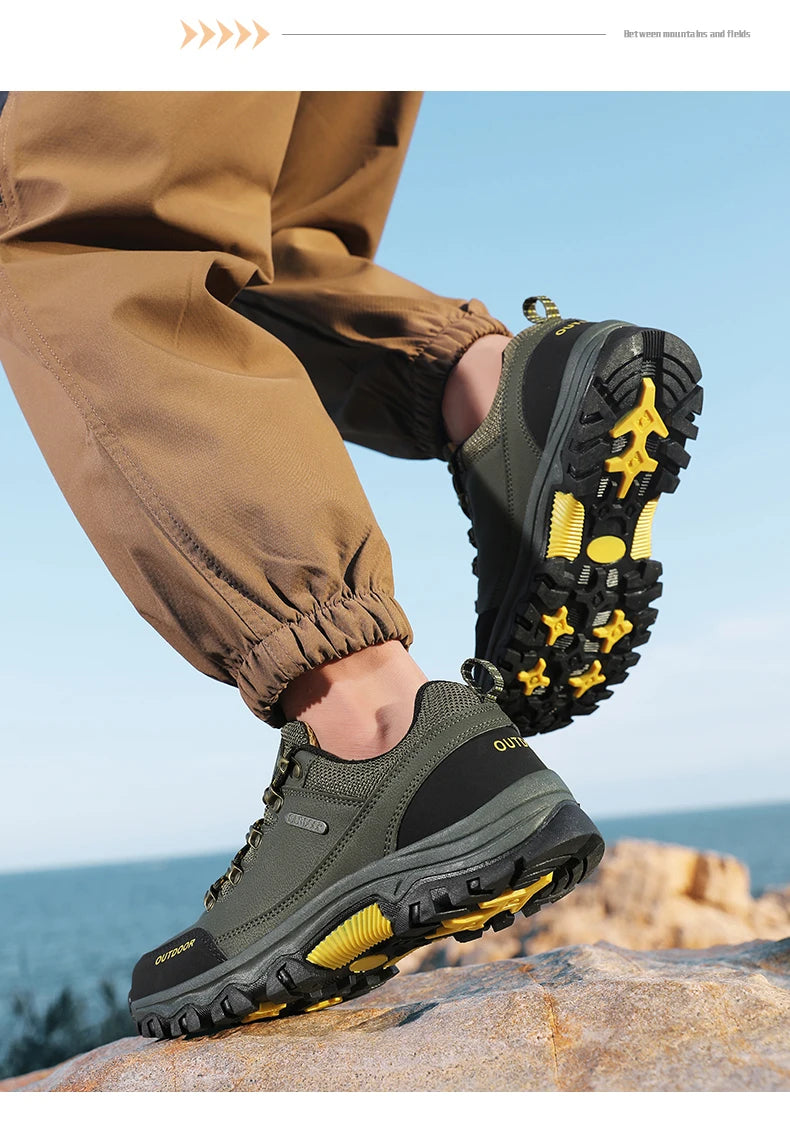 Men’s Waterproof Hiking Shoes – Low-Top Leather Boots | Outdoor Trekking, Walking & Trail Running Sneakers - Cast And Catch