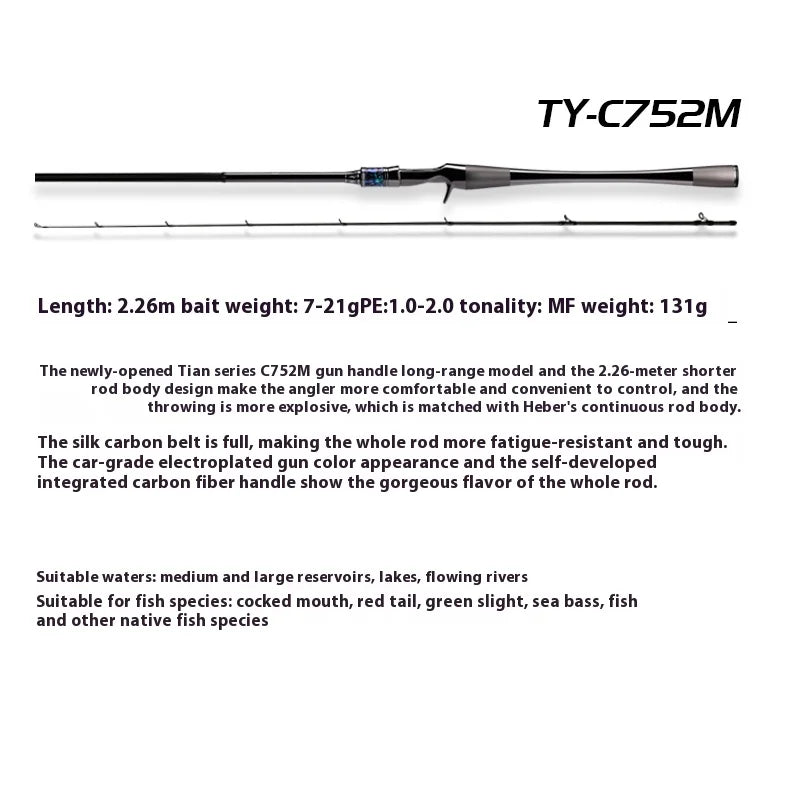 Haibo 2.5m Lightweight High-Elastic Carbon Fiber Fishing Rod | Long-Distance Lure Fishing | Reservoir & Lake Use - Cast And Catch