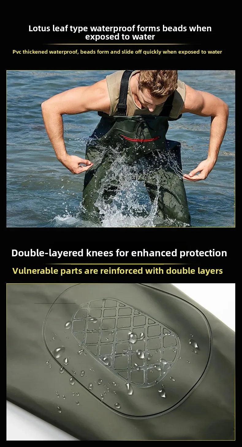 Fishing Waders Jumpsuit – Waterproof Nylon One-Piece with Boots | Fly Fishing Overalls & Hunting Suit - Cast And Catch