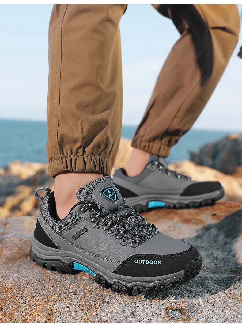 Men’s Waterproof Hiking Shoes – Low-Top Leather Boots | Outdoor Trekking, Walking & Trail Running Sneakers - Cast And Catch