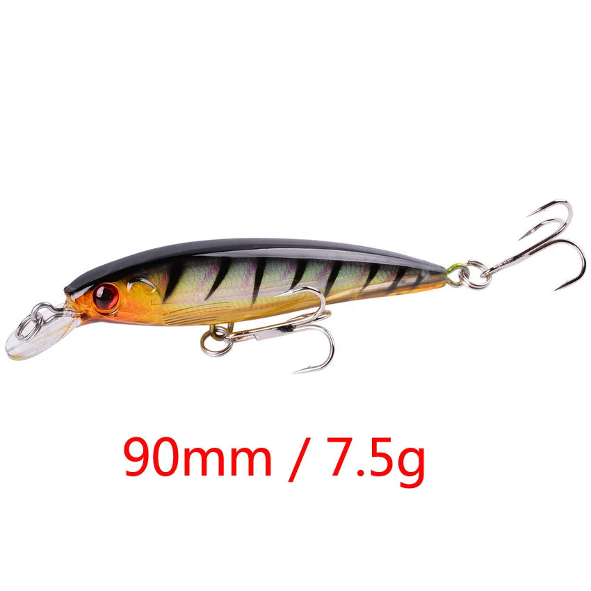 Sinking Minnow Lure – 11cm, 12.5g | Plastic Wobbler | 3 Hooks | Bass, Pike, Carp | Swimbait Fishing Tackle - Cast And Catch