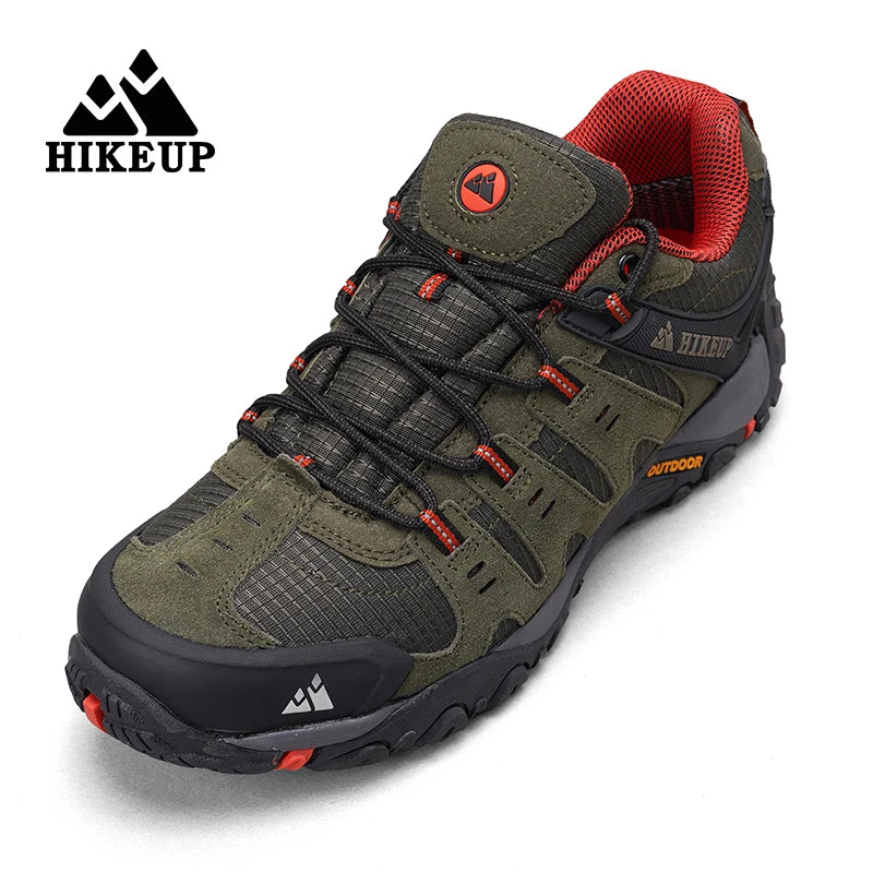 HIKEUP Men’s Hiking Shoes – Suede Leather | Wear-Resistant Outdoor Trekking, Walking & Hunting Tactical Sneakers - Cast And Catch