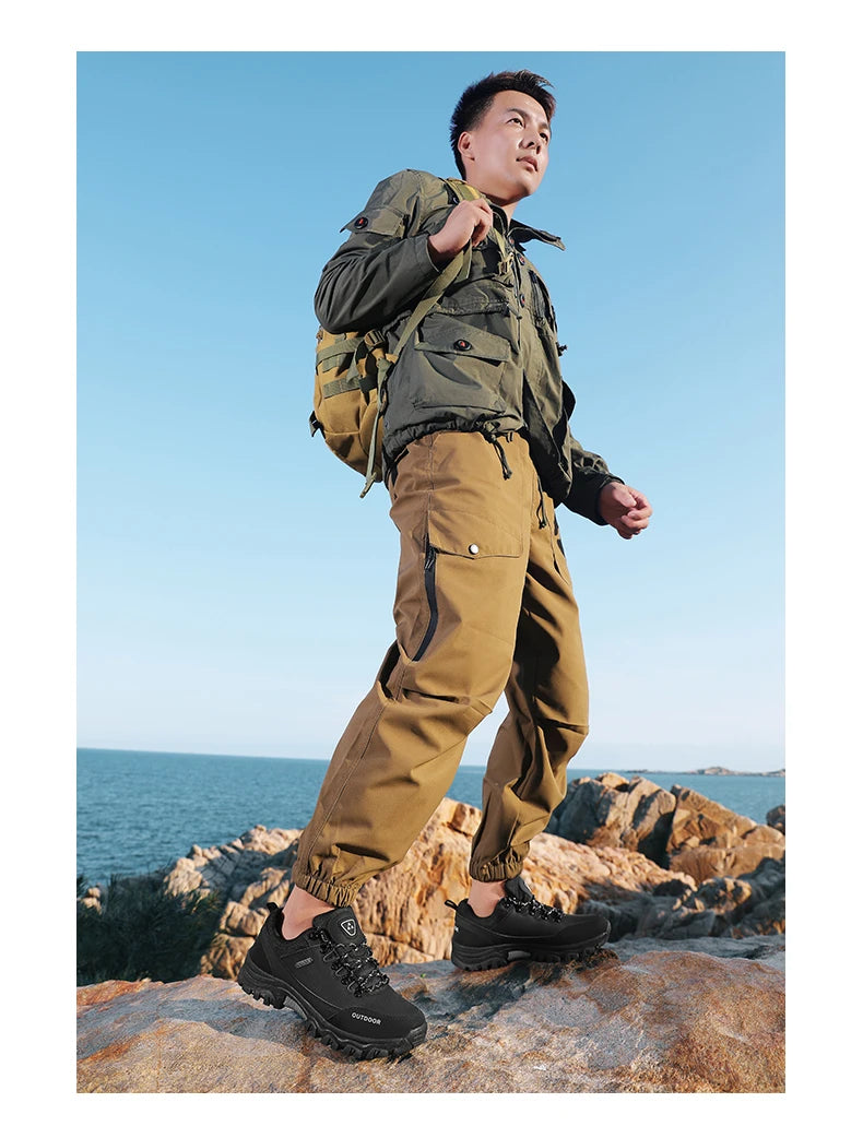 Men’s Waterproof Hiking Shoes – Low-Top Leather Boots | Outdoor Trekking, Walking & Trail Running Sneakers - Cast And Catch