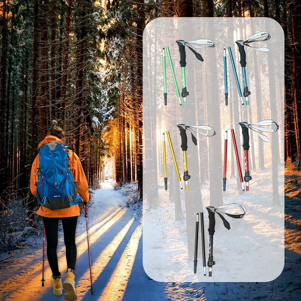 2pcs Hiking/Trekking Poles – Collapsible, Ultralight Folding Walking Sticks | For Men, Women & Seniors - Cast And Catch