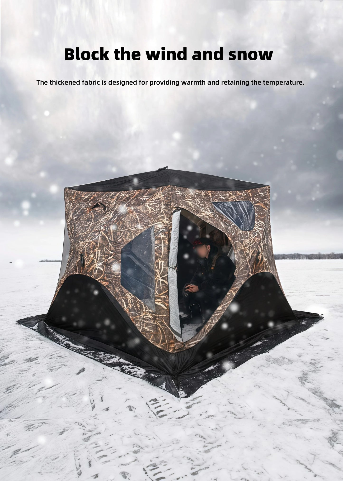 Outdoor Ice Fishing Tent – Thickened Cotton | Snowproof Winter Tent | 3–4 Person with Chimney Opening - Cast And Catch