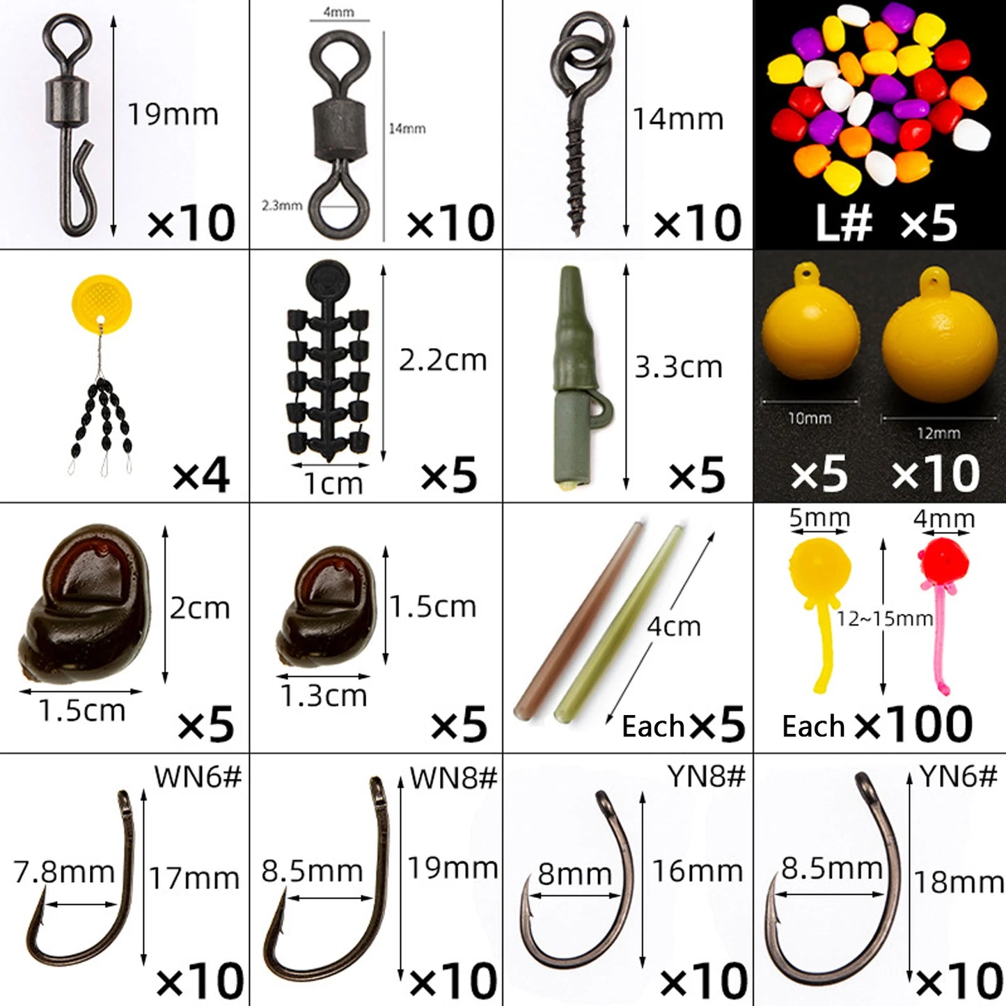 328pcs Carp Fishing Kit – Tackle Box with Swivels, Bait Floats & Fishing Needles - Cast And Catch