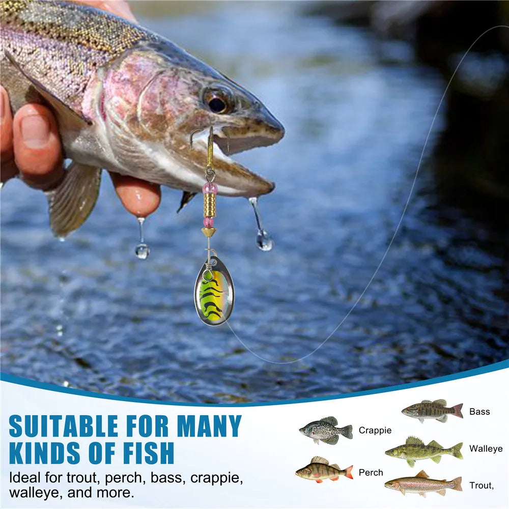 5/10/16pcs Spinner Lures – Spoon Bait | Feather Treble Hooks | Pike, Trout, Salmon & Bass - Cast And Catch