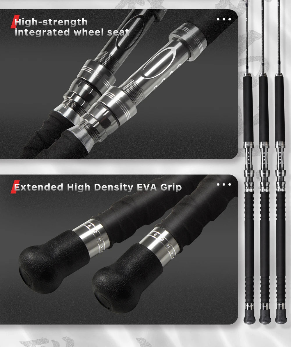Hunthouse Popping Rod – 2.35–2.7m | Fuji Guides | Toray Carbon Fiber | Tuna, GT & Big Game | Boat/Ocean/Sea Use | EVA Grip - Cast And Catch