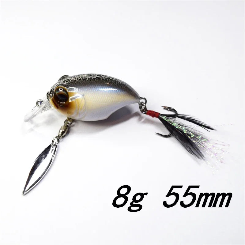 Micro Tappy Fishing Lure – Artificial Hard Bait Crank Wobbler | Tongue Plate Spinning Spoon with Feather | Trout Bait - Cast And Catch